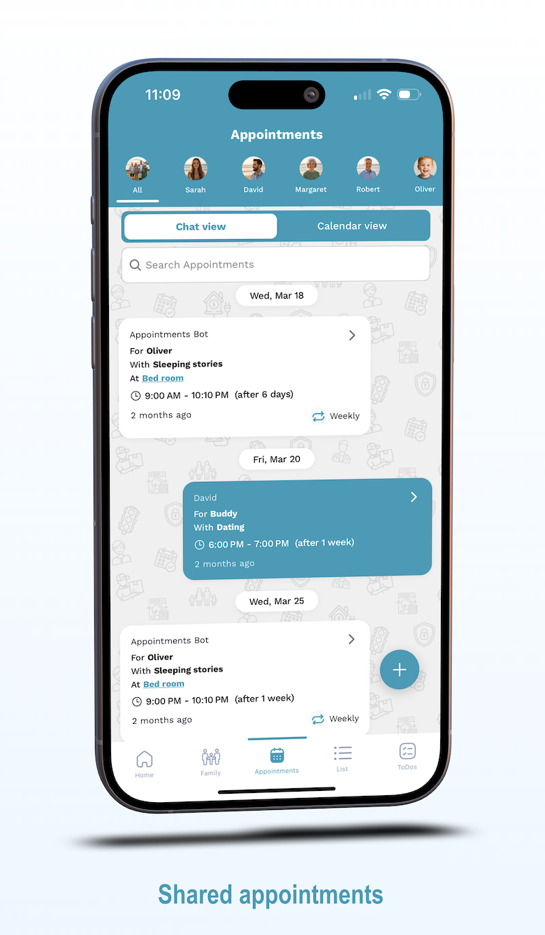 FamilyFeed appointments calendar view