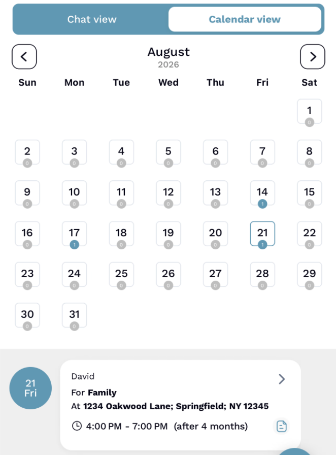 Appointments calendar view