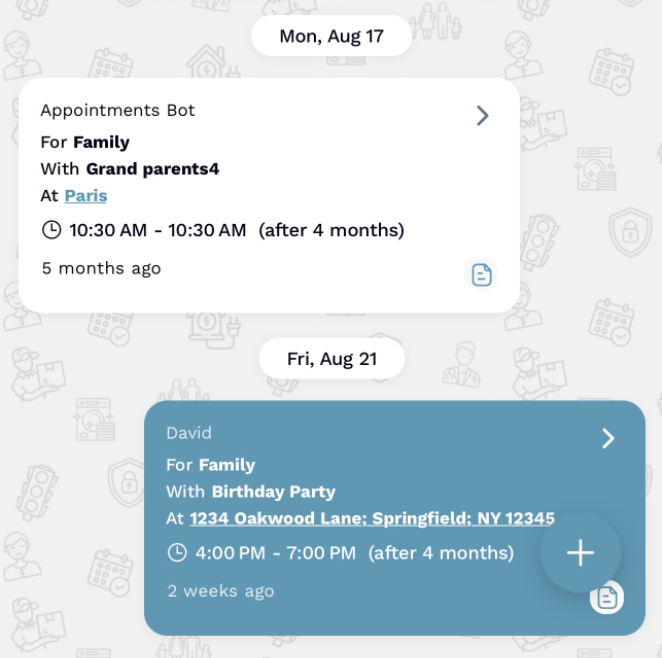 Appointments chat view