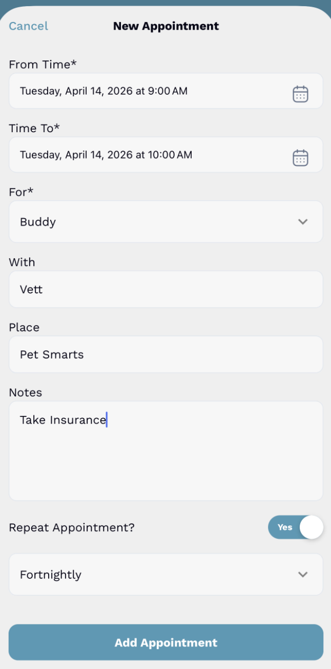Create repeat appointment