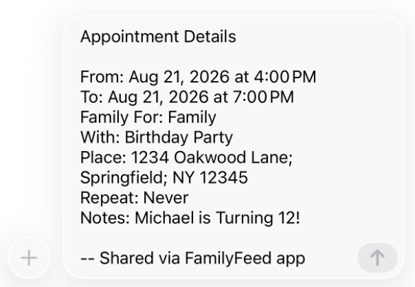 Sharing appointment details