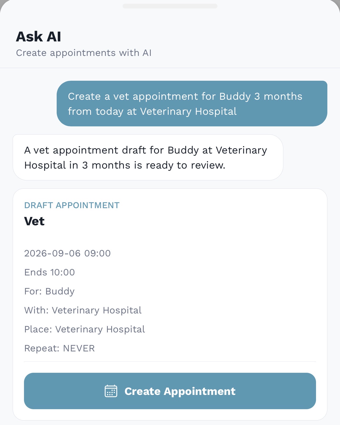 AskAI appointment prompt example