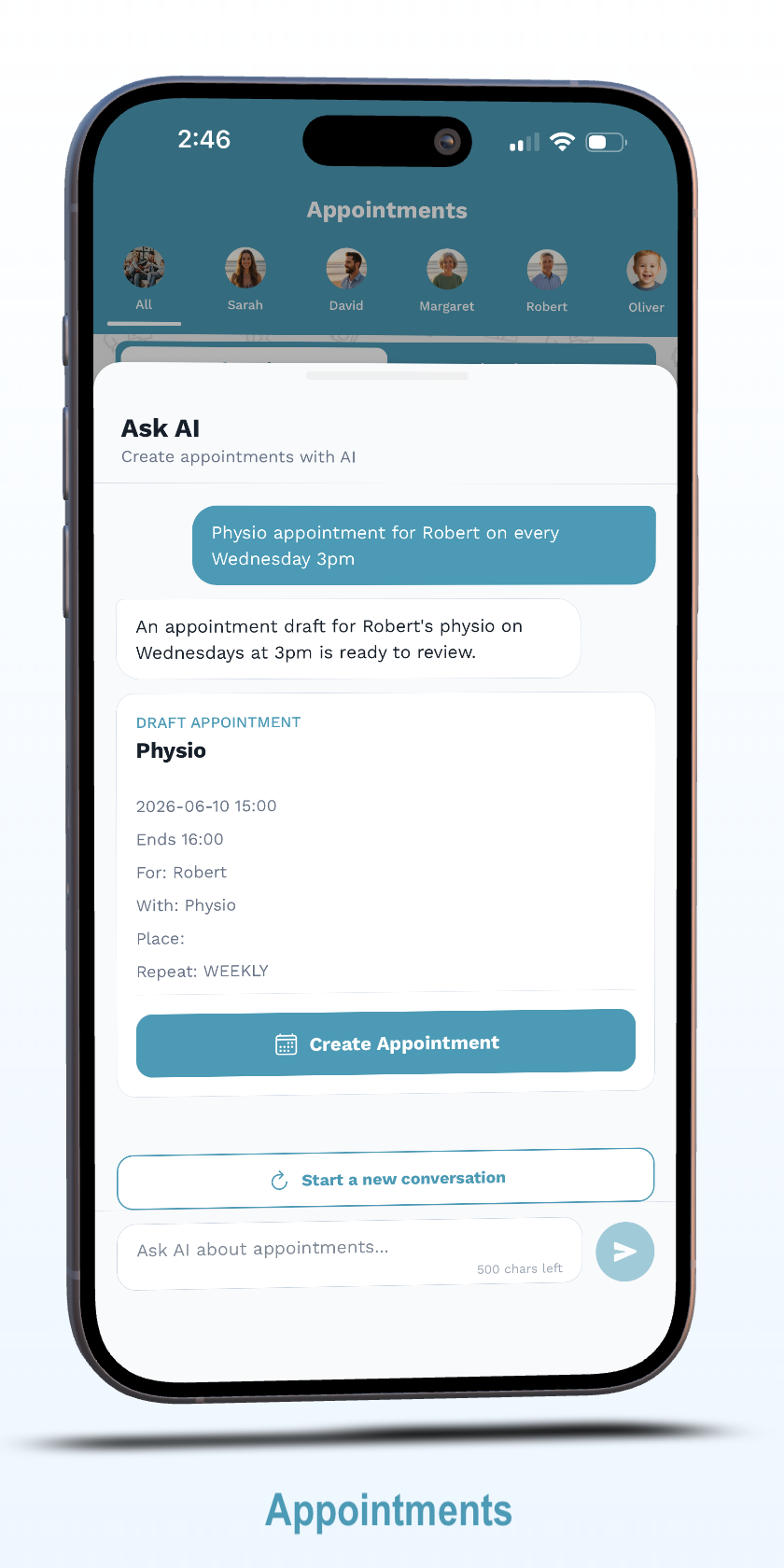 AskAI appointment draft screen