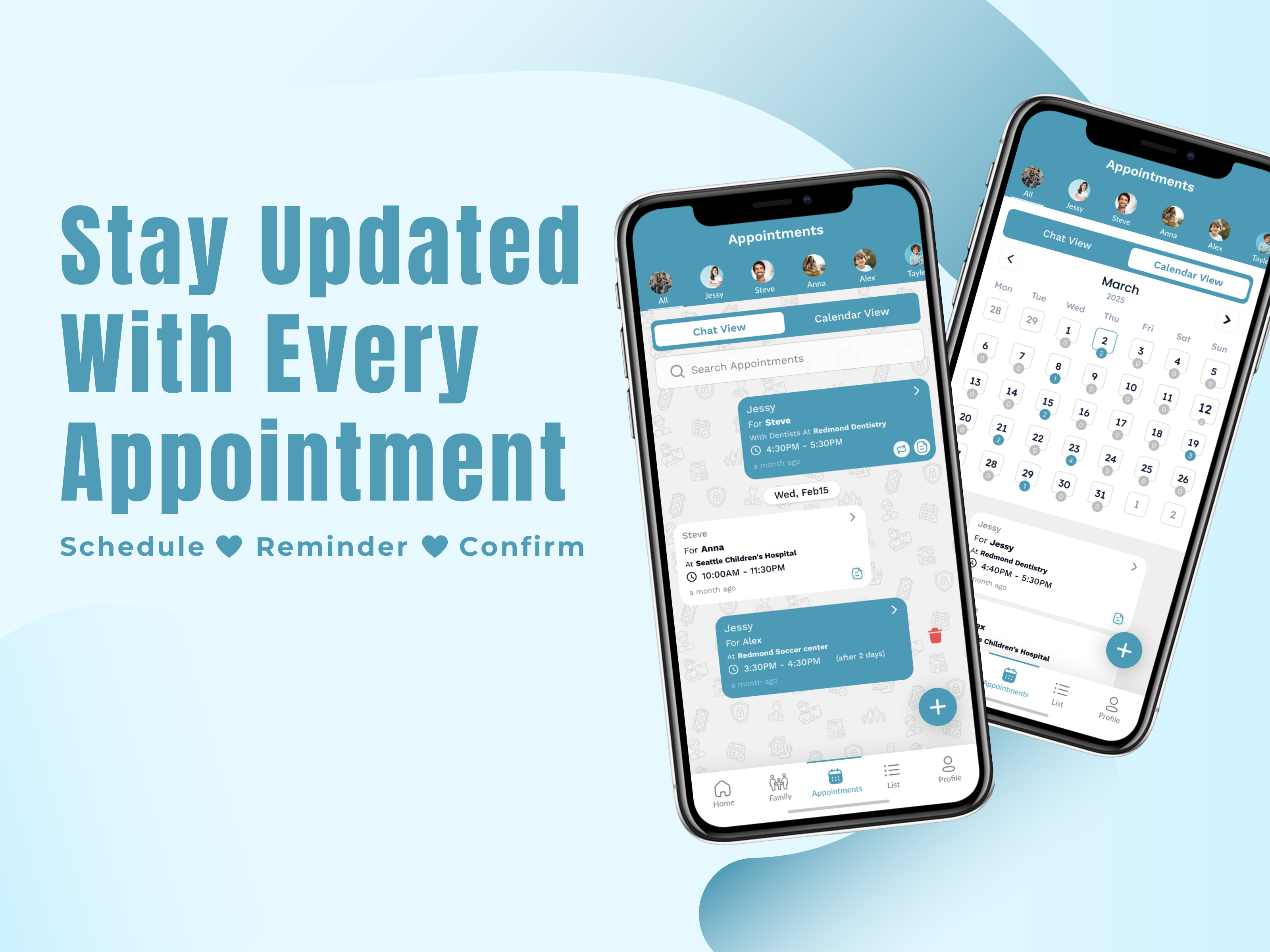 FamilyFeed appointments calendar view