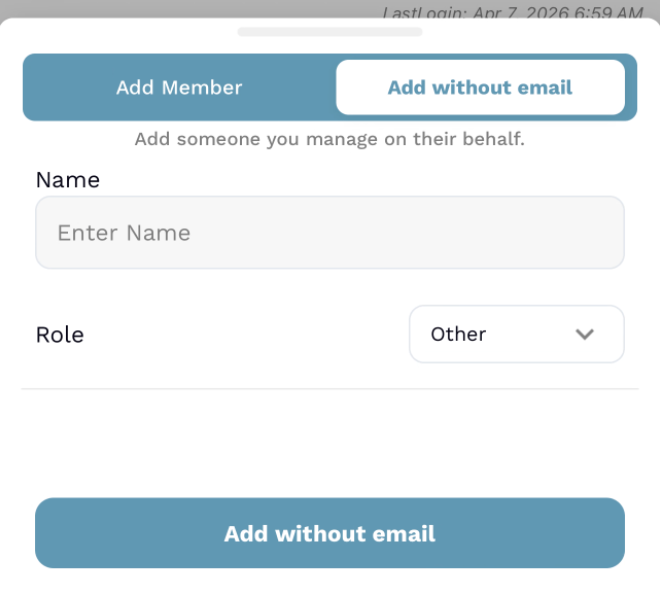 Add a child without email