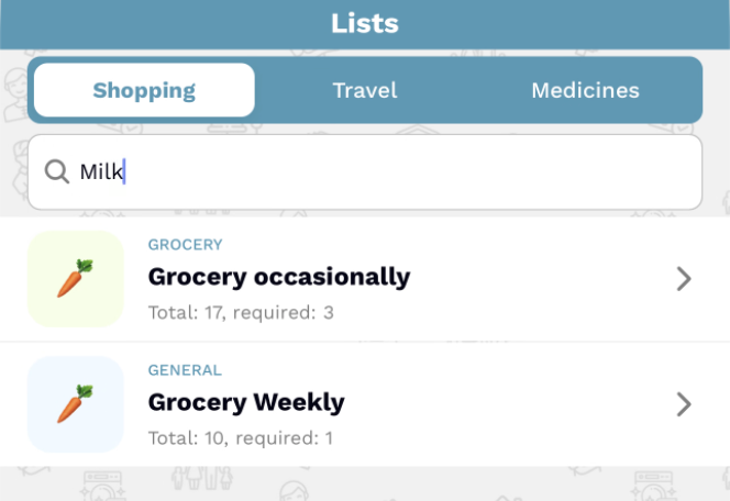 Global Search results