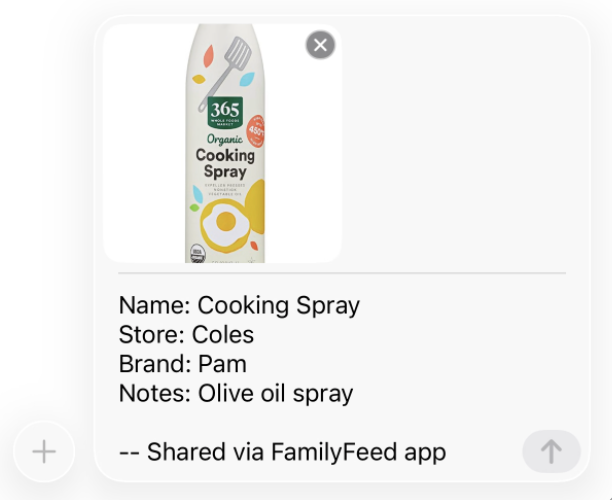 Share item details with image