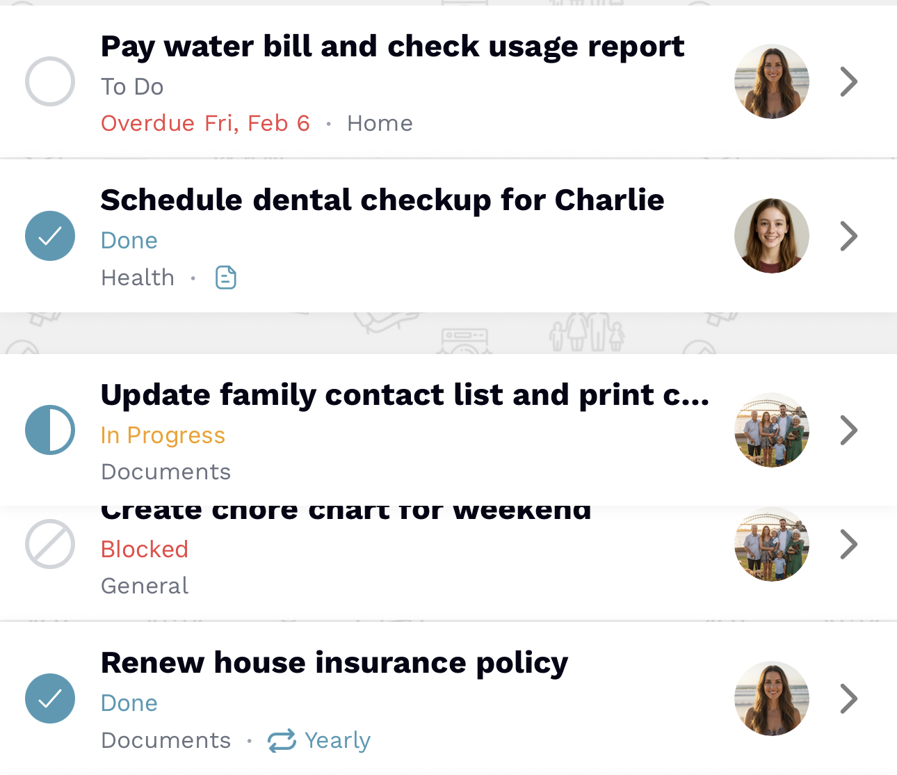 Drag and drop task ordering