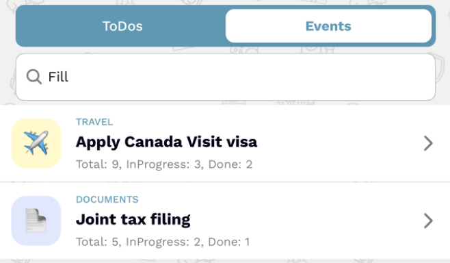 Global search across all events