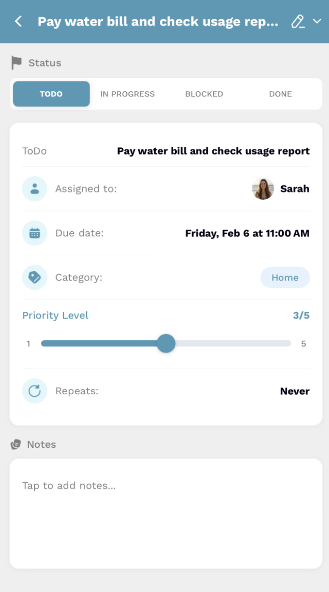 Detailed ToDo view